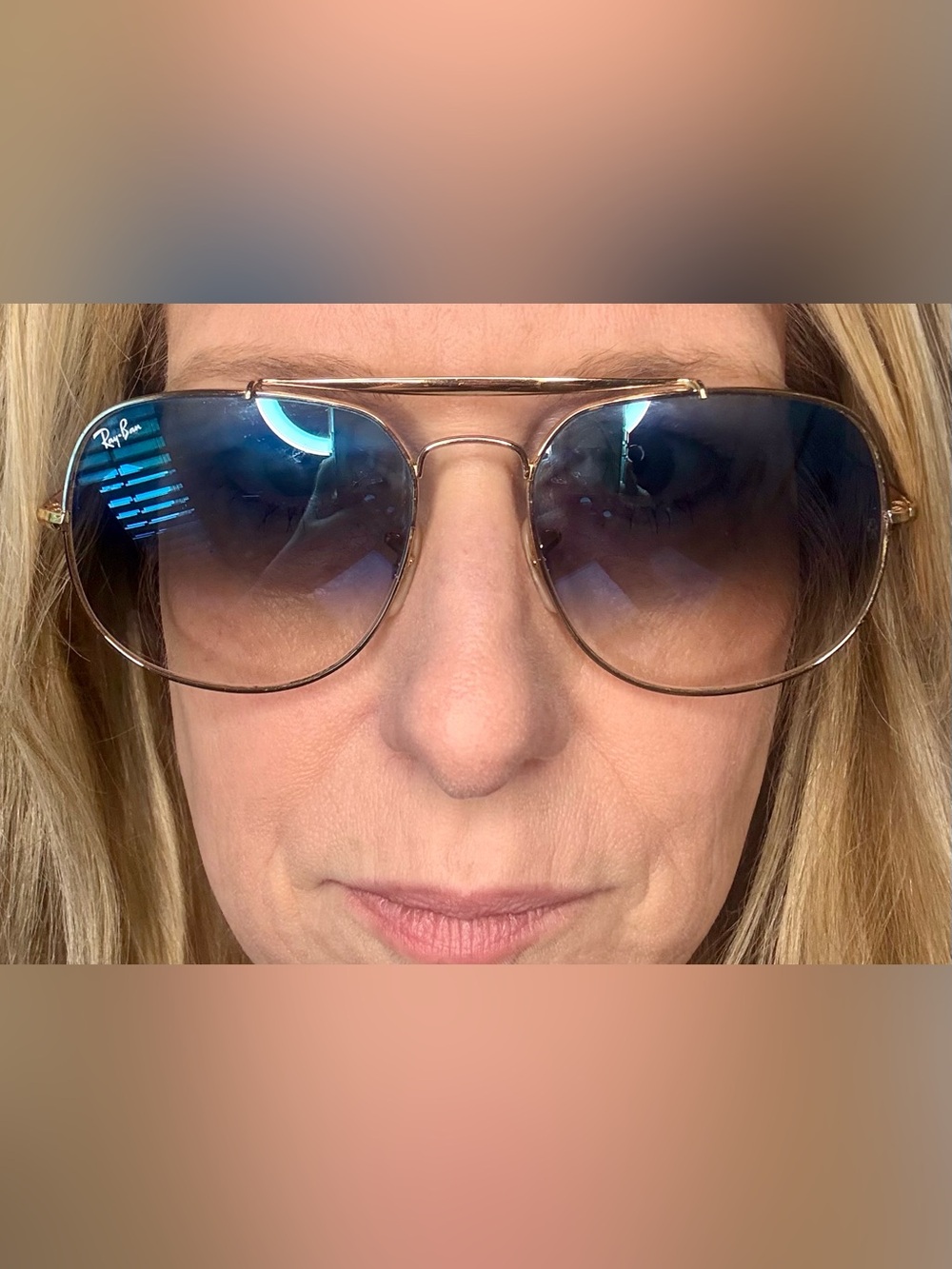 Ray-Ban Aviator Sunglasses Blue Gradient Lenses Gold Frame